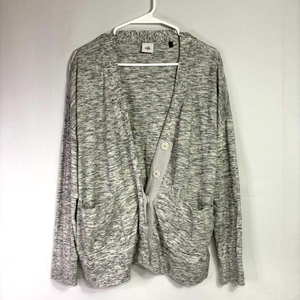 LAST CHANCE!!! CAbi Marled Gray Knit Cardigan Adorable Snaps Size Small WW0944